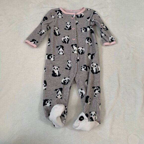 5/$25 Carter's fleece panda button snap footie pajamas jammies pjs sleeper - Picture 1 of 4